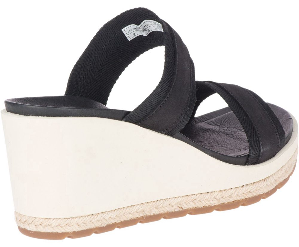 Sandały Merrell Damskie Czarne - Kaiteri Wedge Slide - 503298-HBZ